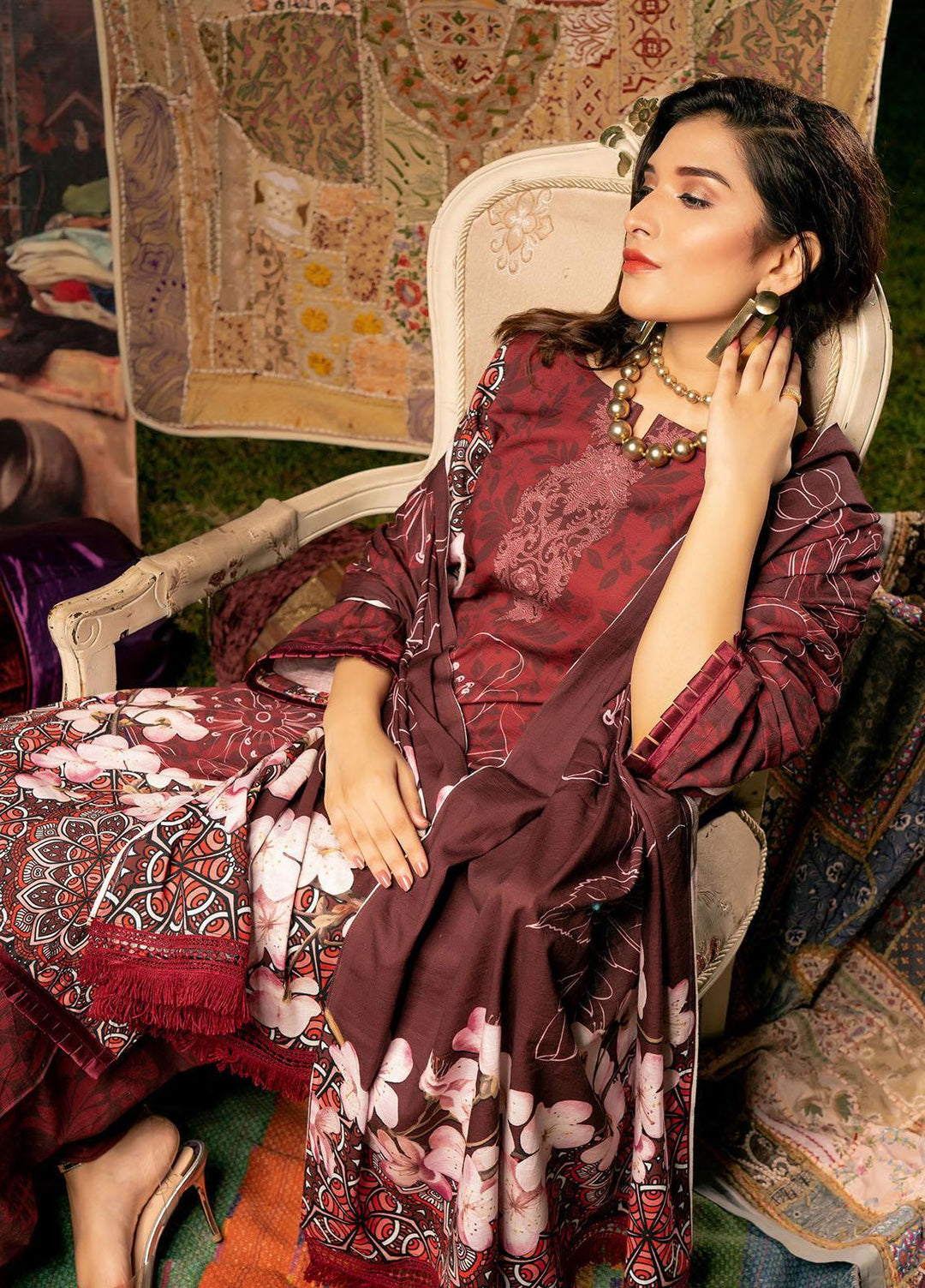 Noorma Kamal Printed Khaddar Suits Unstitched 3 Piece NK21WL Freesia-08 - Winter Collection