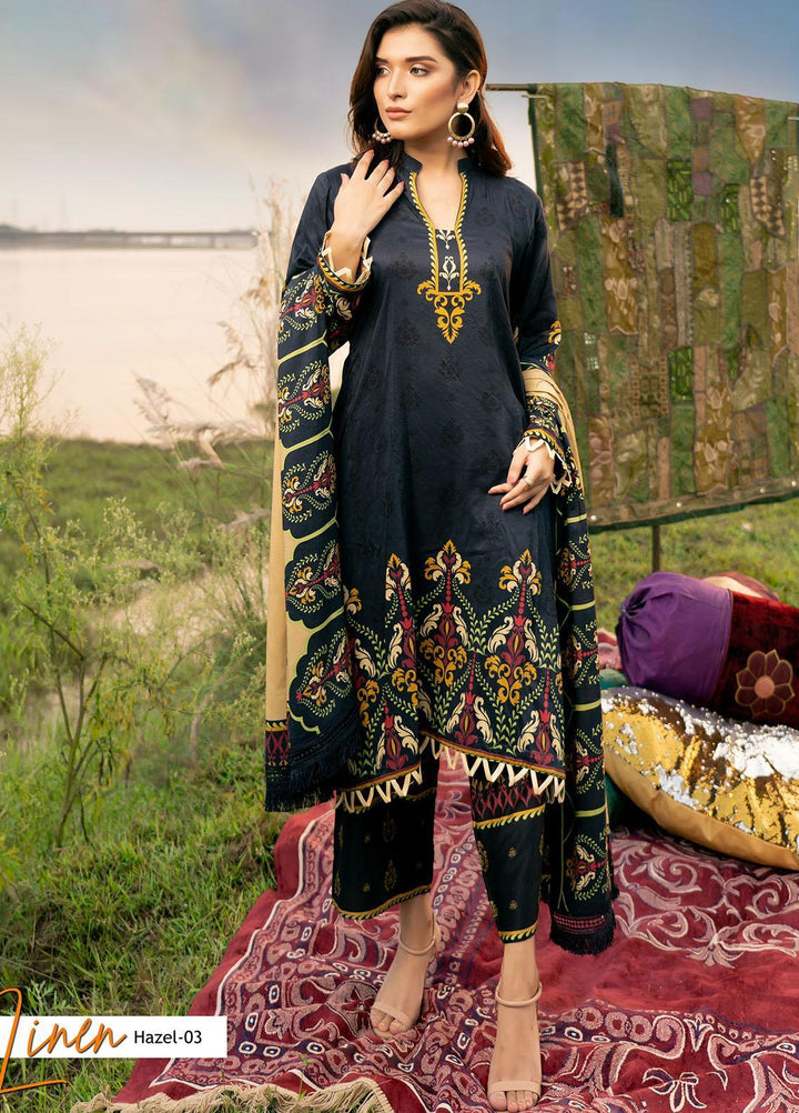 Noorma Kamal Printed Linen Suits Unstitched 3 Piece NK21WL Hazel-03 - Winter Collection