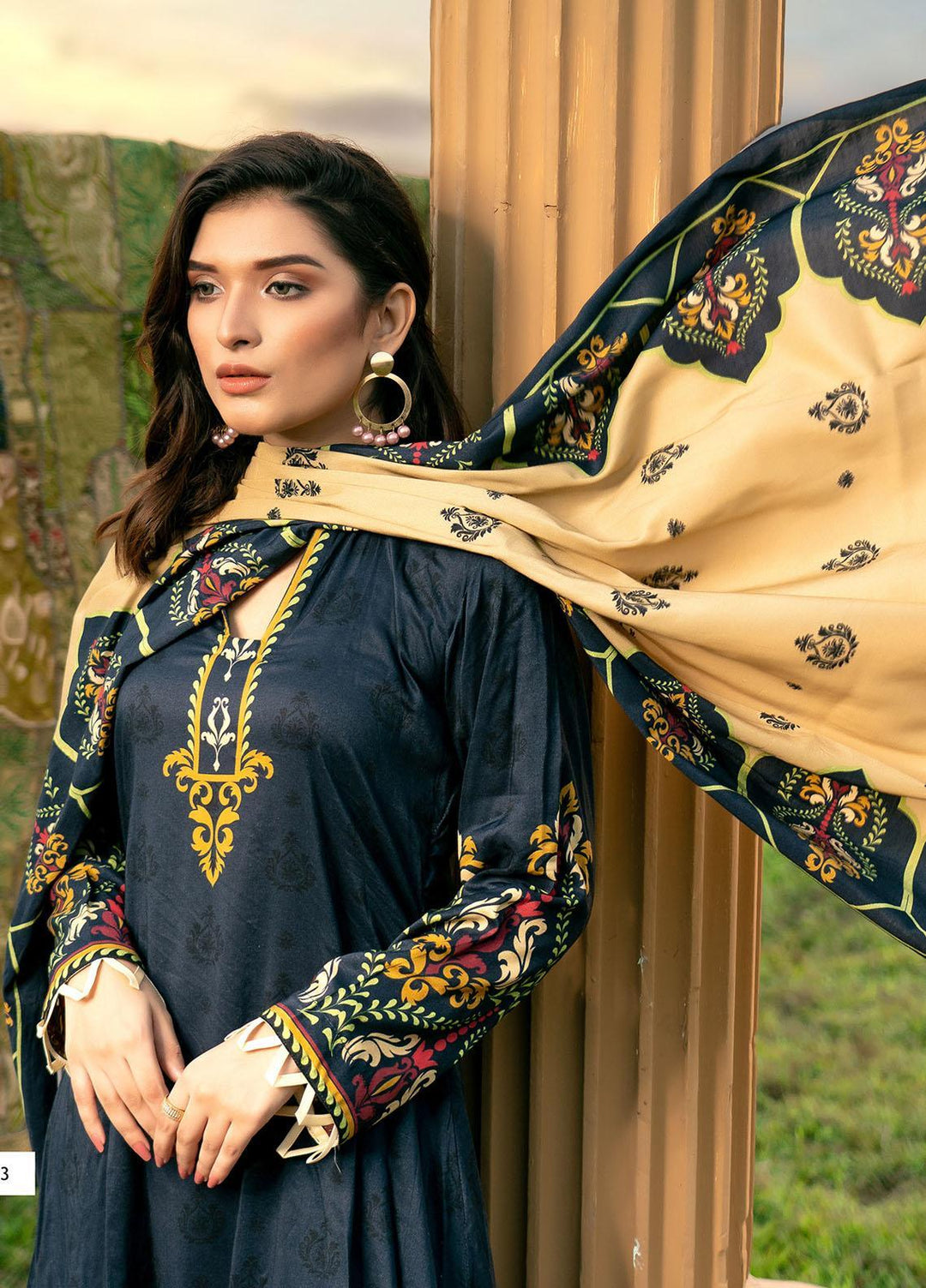 Noorma Kamal Printed Linen Suits Unstitched 3 Piece NK21WL Hazel-03 - Winter Collection