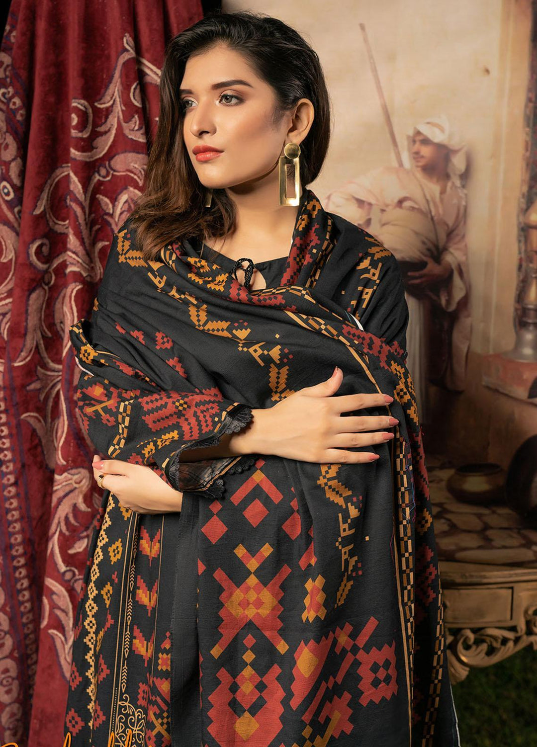 Noorma Kamal Printed Khaddar Suits Unstitched 3 Piece NK21WL Quince-10 - Winter Collection