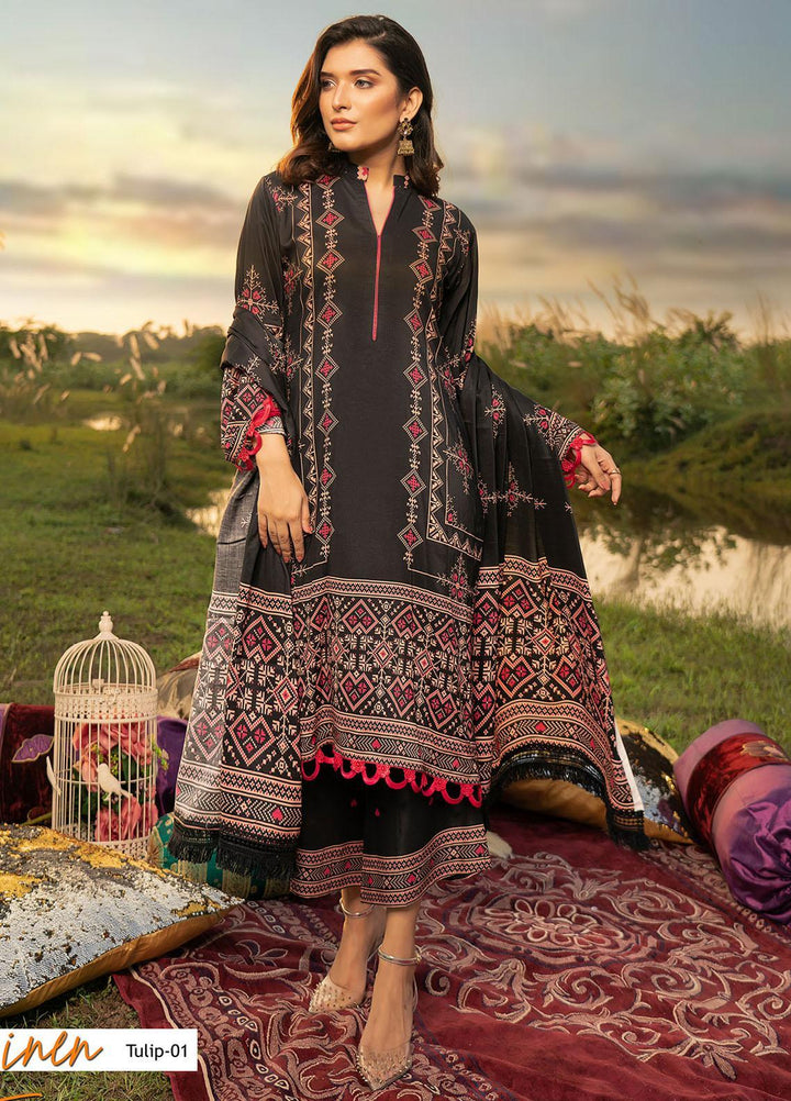 Noorma Kamal Printed Linen Suits Unstitched 3 Piece NK21WL Tulip-01 - Winter Collection