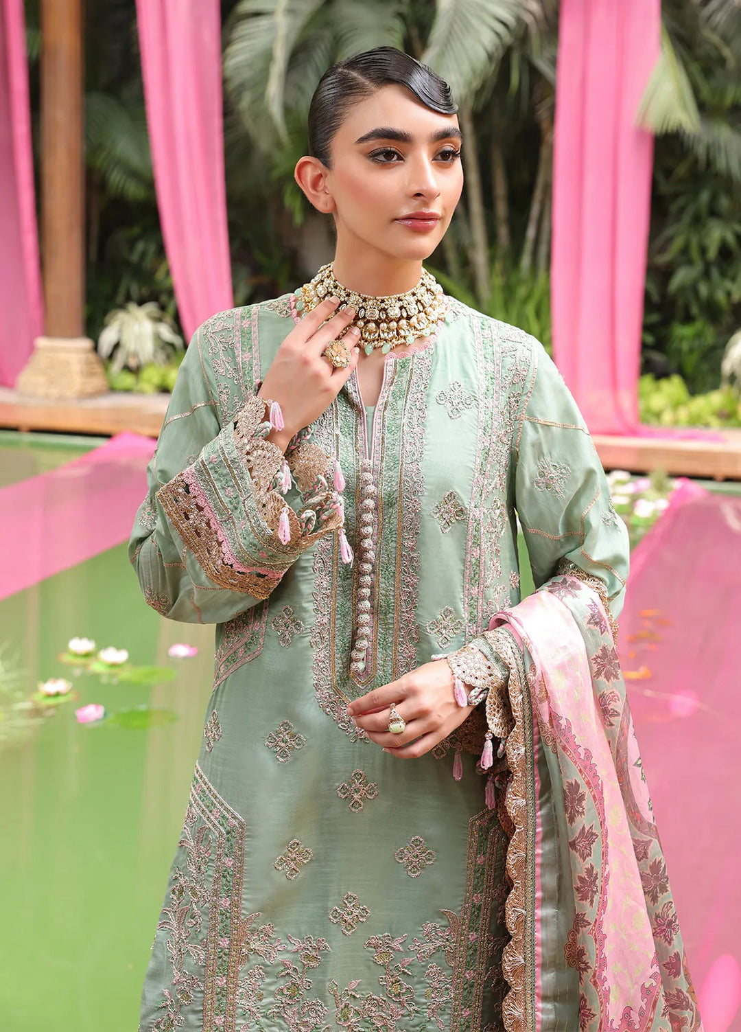 Nora By Salitex Embroidered Raw Silk Suit Unstitched 3 Piece SUNS24NO001UT - Formal Collection