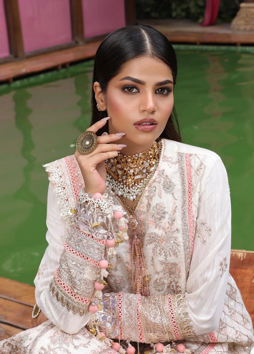 Nora By Salitex Embroidered Raw Silk Suit Unstitched 3 Piece SUNS24NO007UT - Formal Collection