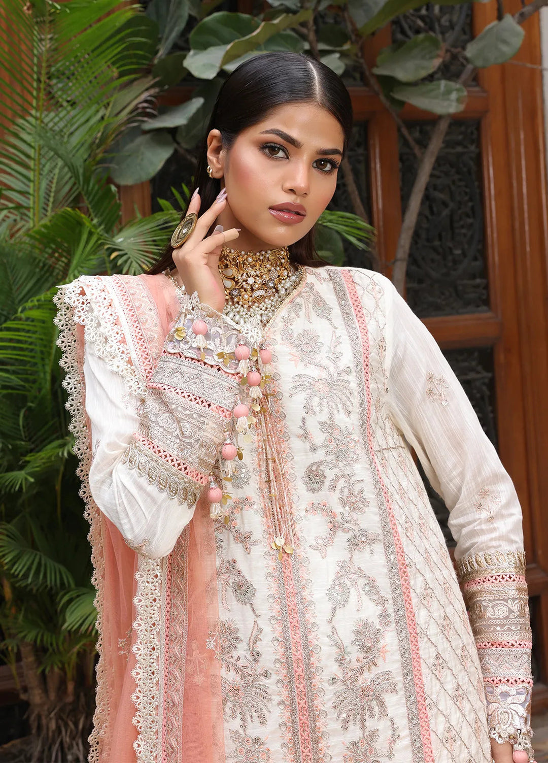 Nora By Salitex Embroidered Raw Silk Suit Unstitched 3 Piece SUNS24NO007UT - Formal Collection