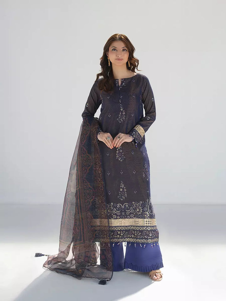 Salitex Unstitched Embroidered Cotton Silk 3 Piece Suit SUNW7NO118 - Festive Collection