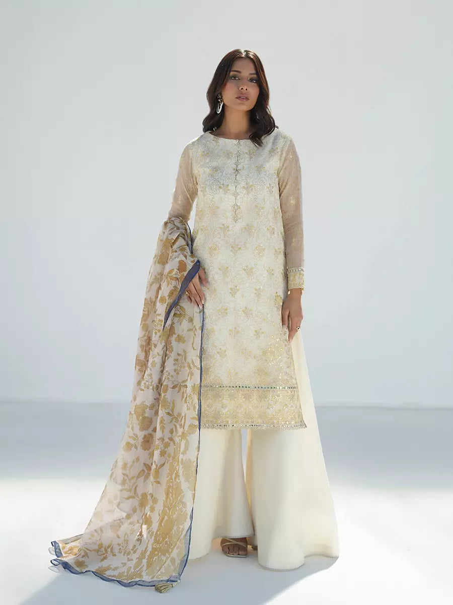 Salitex Unstitched Embroidered Net 3 Piece Suit SUNW7NO115 - Festive Collection