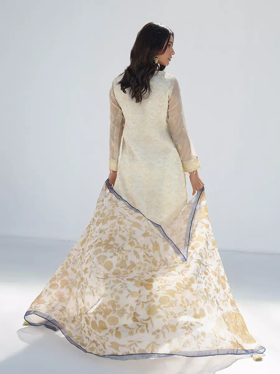Salitex Unstitched Embroidered Net 3 Piece Suit SUNW7NO115 - Festive Collection