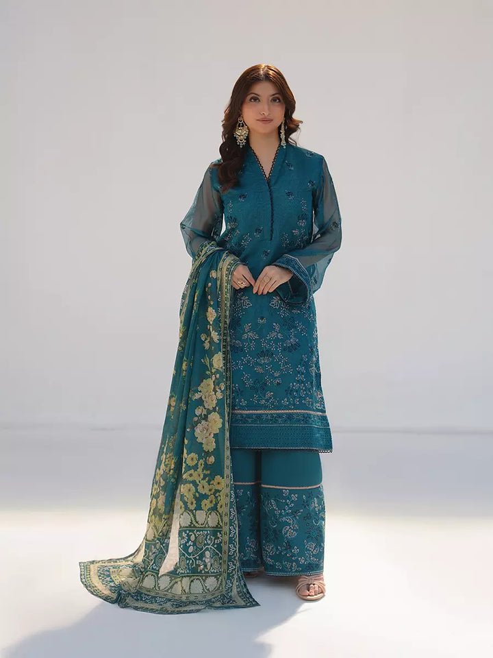 Salitex Unstitched Embroidered Cotton Net 3 Piece Suit SUNW7NO105 - Festive Collection