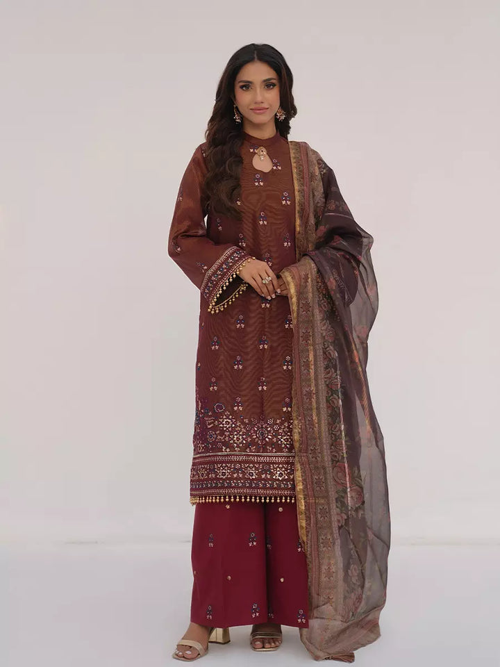 Salitex Unstitched Embroidered Cotton Silk 3 Piece Suit SUNW7NO119 - Festive Collection