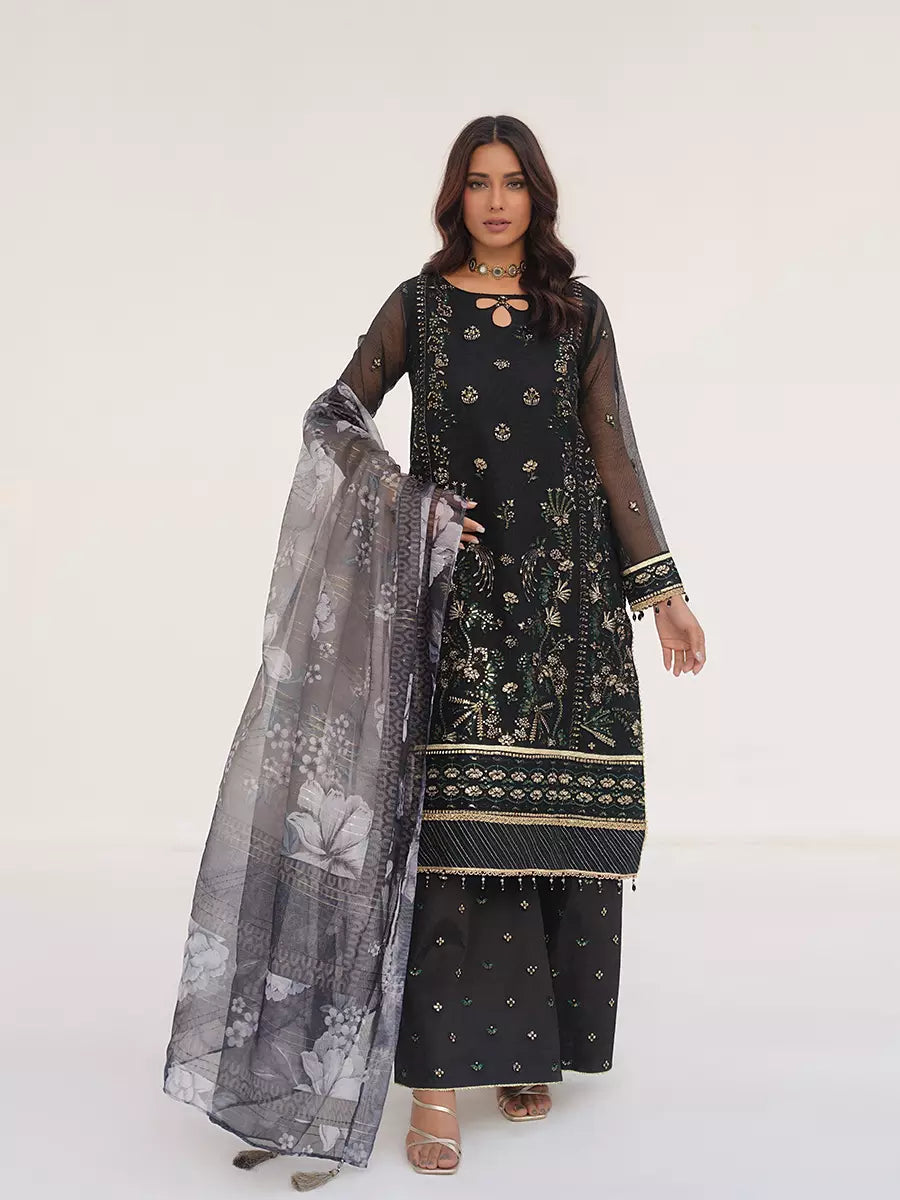 Salitex Unstitched Embroidered Cotton Net 3 Piece Suit SUNW7NO117 - Festive Collection