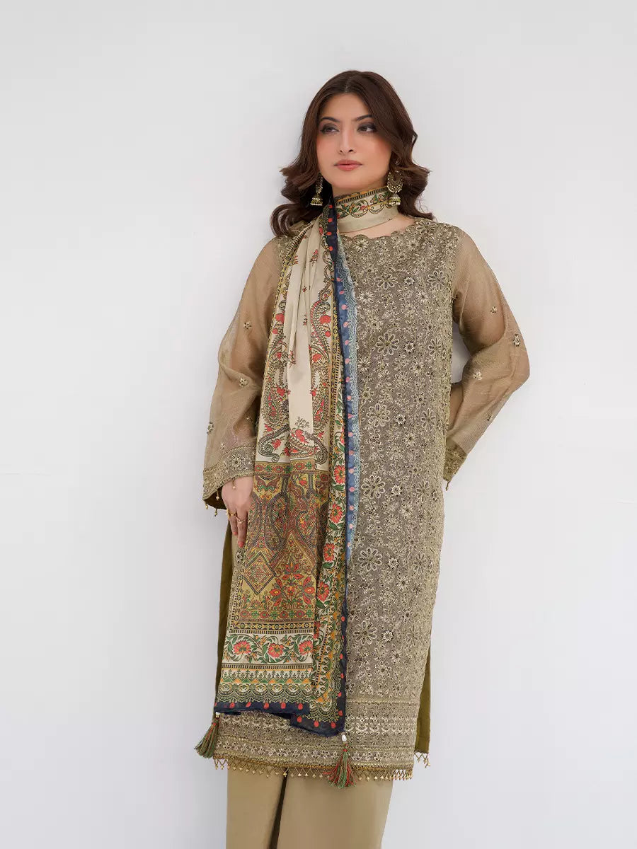 Salitex Unstitched Embroidered Cotton Net 3 Piece Suit SUNW7NO101 - Festive Collection