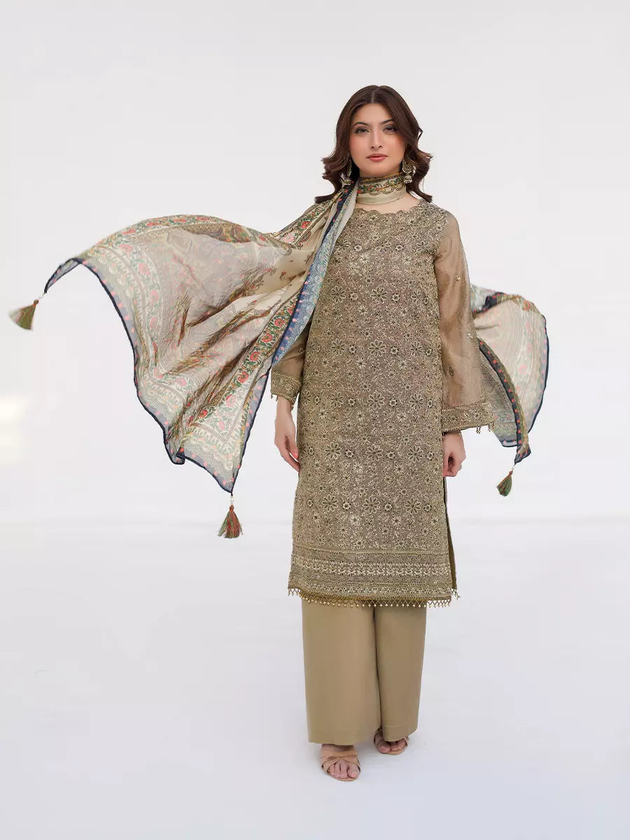 Salitex Unstitched Embroidered Cotton Net 3 Piece Suit SUNW7NO101 - Festive Collection