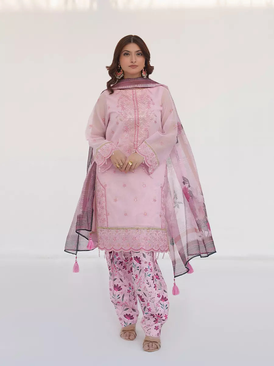 Salitex Unstitched Embroidered Net 3 Piece Suit SUNW7NO111 - Festive Collection