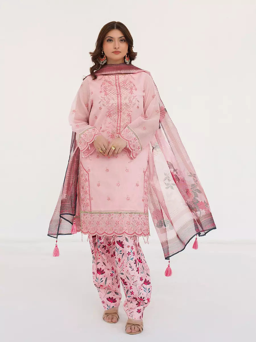 Salitex Unstitched Embroidered Net 3 Piece Suit SUNW7NO111 - Festive Collection
