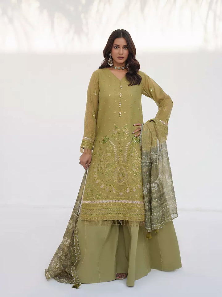 Salitex Unstitched Embroidered Raw Silk 3 Piece Suit SUNW7NO097 - Festive Collection