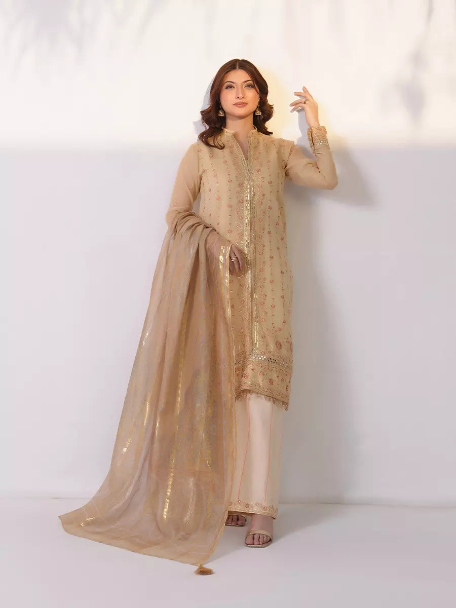 Salitex Unstitched Embroidered Cotton Silk 3 Piece Suit SUNW7NO120 - Festive Collection