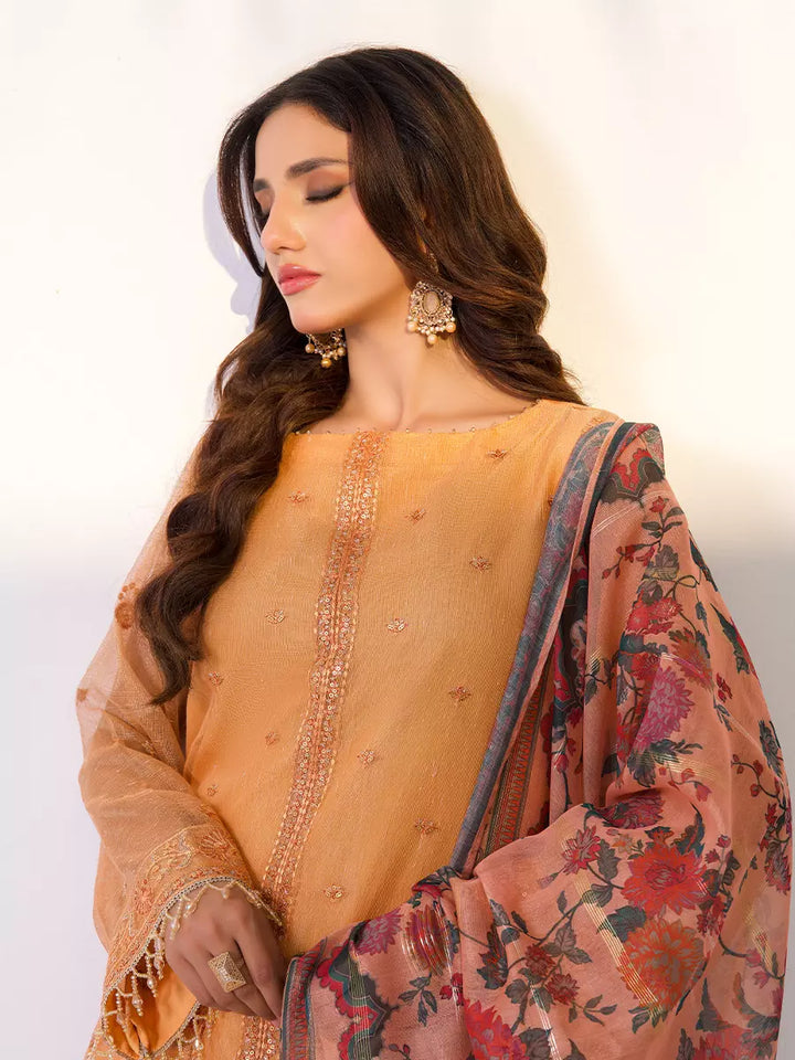 Salitex Unstitched Embroidered Cotton Net 3 Piece Suit SUNW7NO098 - Festive Collection