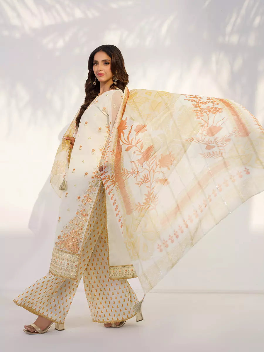 Salitex Unstitched Embroidered Net 3 Piece Suit SUNW7NO116 - Festive Collection