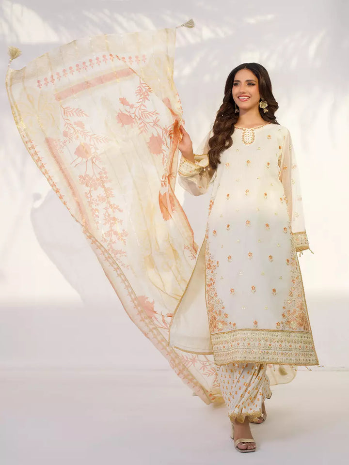 Salitex Unstitched Embroidered Net 3 Piece Suit SUNW7NO116 - Festive Collection
