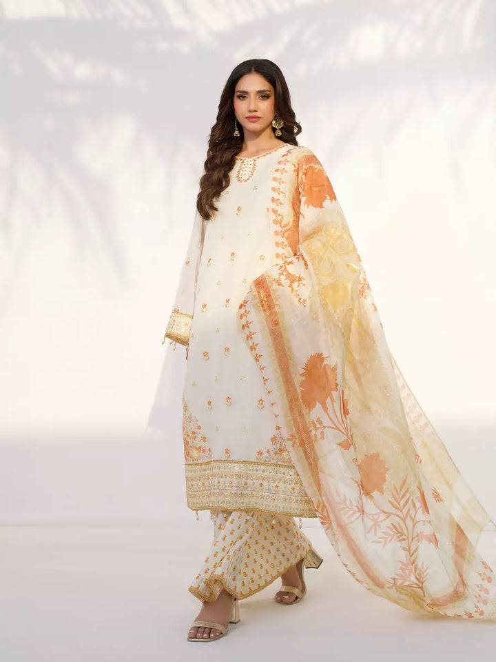 Salitex Unstitched Embroidered Net 3 Piece Suit SUNW7NO116 - Festive Collection