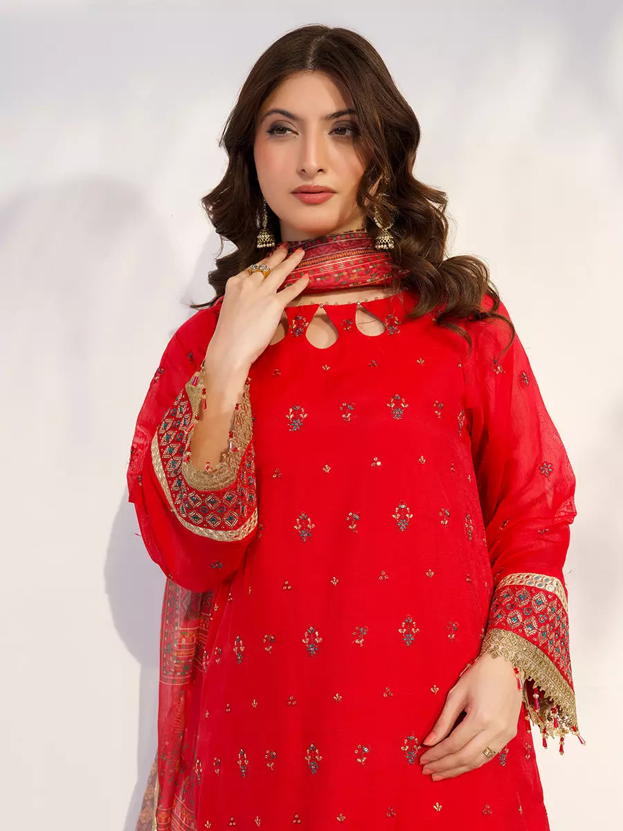 Salitex Unstitched Embroidered Paper Cotton 3 Piece Suit SUNW7NO109 - Festive Collection