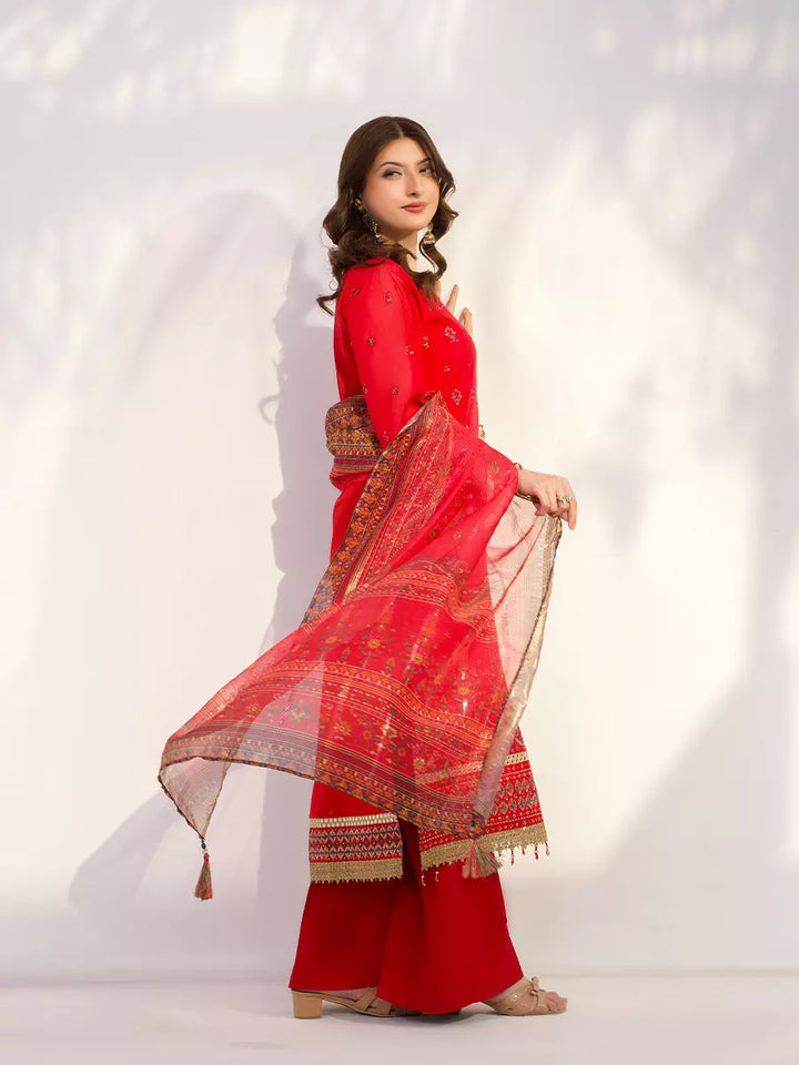 Salitex Unstitched Embroidered Paper Cotton 3 Piece Suit SUNW7NO109 - Festive Collection
