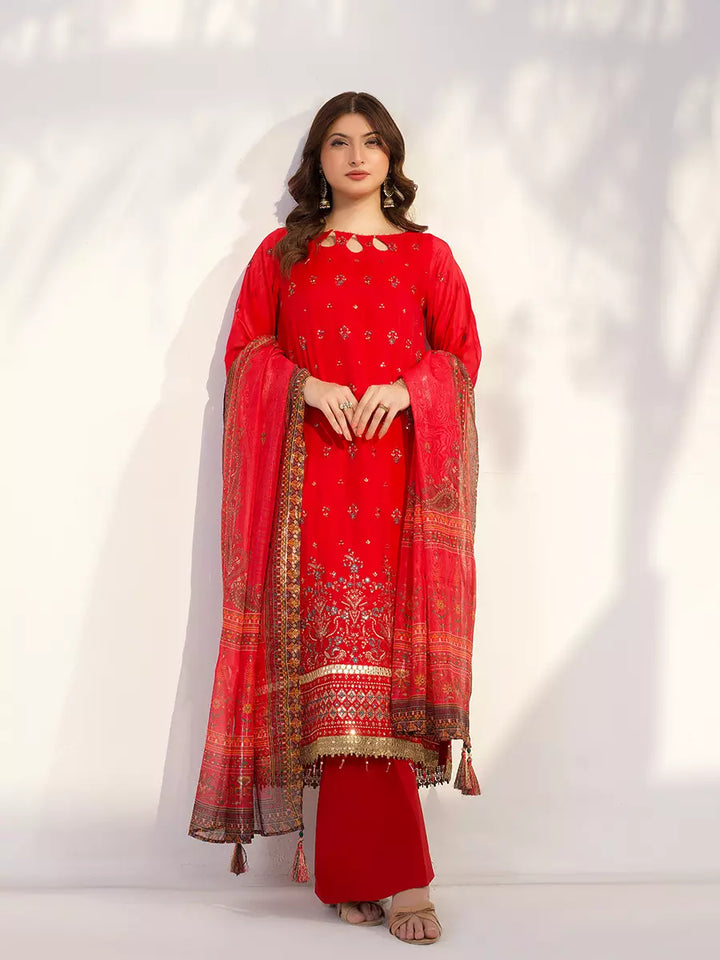 Salitex Unstitched Embroidered Paper Cotton 3 Piece Suit SUNW7NO109 - Festive Collection