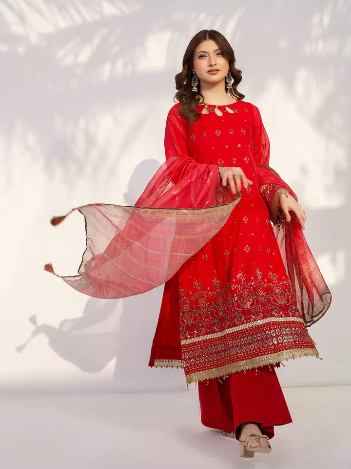 Salitex Unstitched Embroidered Paper Cotton 3 Piece Suit SUNW7NO109 - Festive Collection