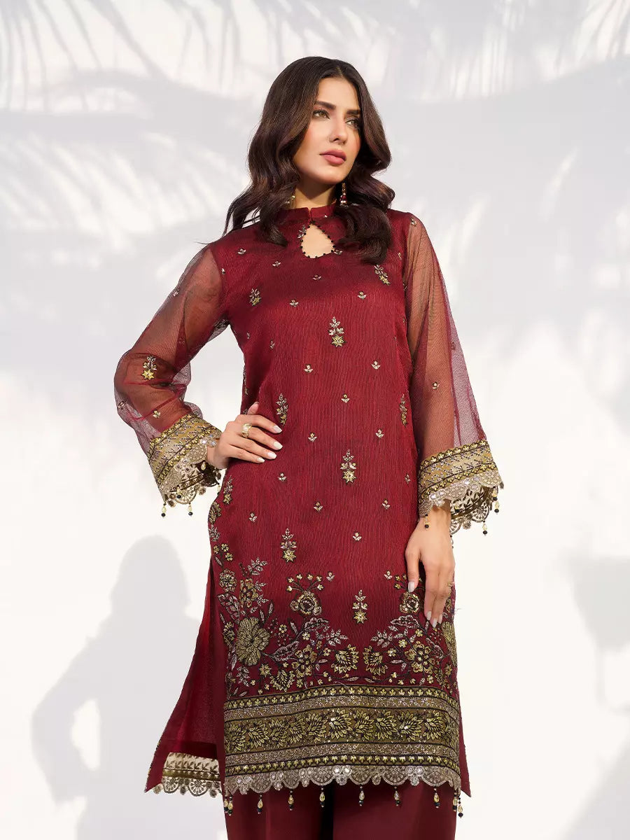 Salitex Unstitched Embroidered Cotton Net 3 Piece Suit SUNW7NO102 - Festive Collection