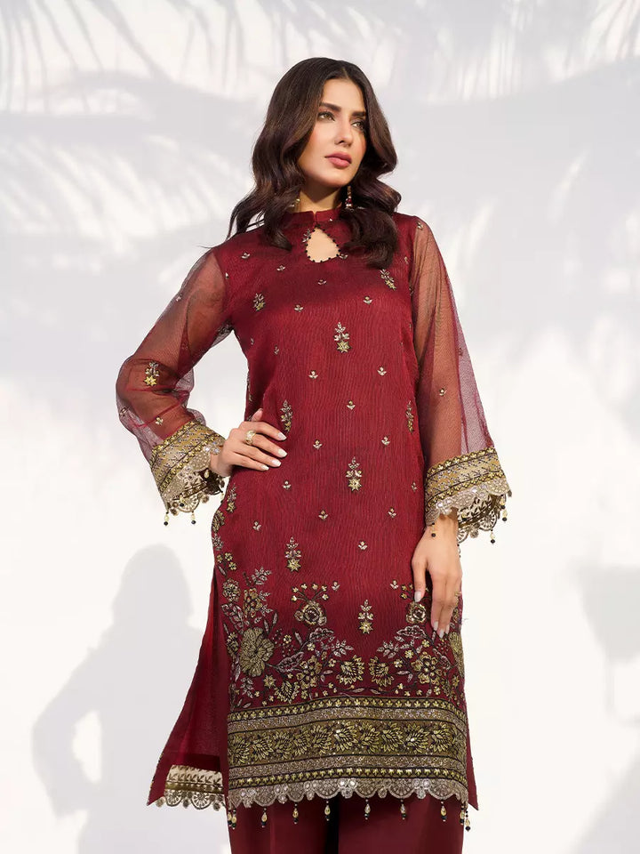 Salitex Unstitched Embroidered Cotton Net 3 Piece Suit SUNW7NO102 - Festive Collection