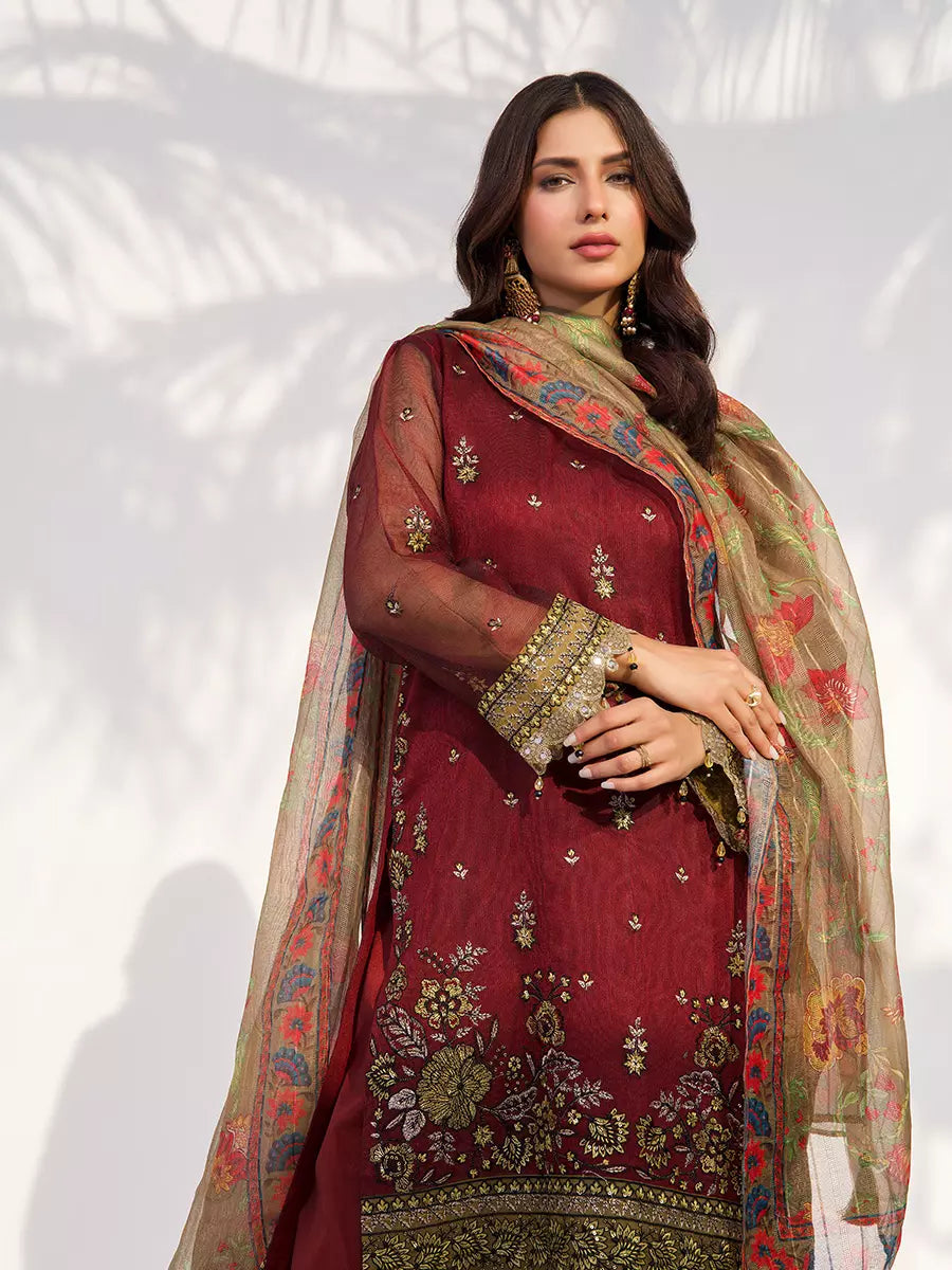 Salitex Unstitched Embroidered Cotton Net 3 Piece Suit SUNW7NO102 - Festive Collection