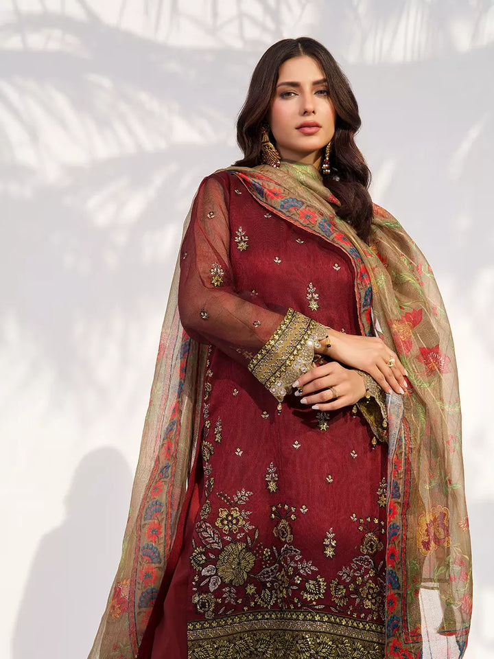 Salitex Unstitched Embroidered Cotton Net 3 Piece Suit SUNW7NO102 - Festive Collection