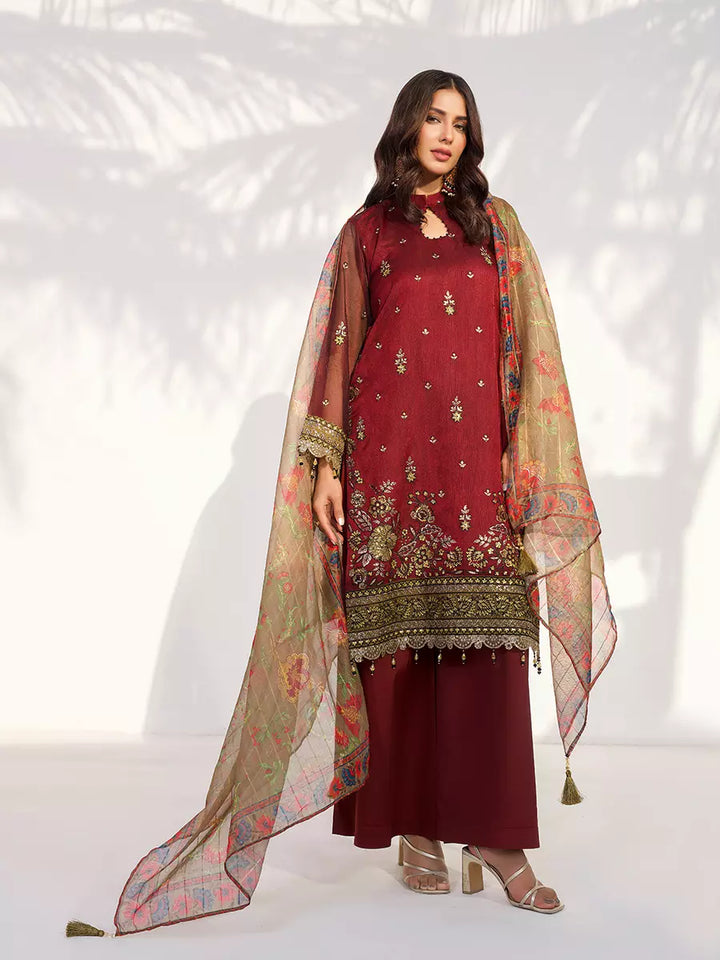 Salitex Unstitched Embroidered Cotton Net 3 Piece Suit SUNW7NO102 - Festive Collection