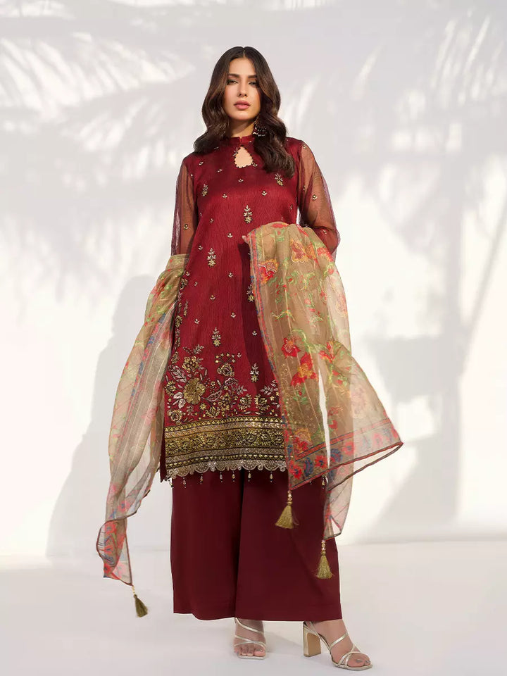 Salitex Unstitched Embroidered Cotton Net 3 Piece Suit SUNW7NO102 - Festive Collection