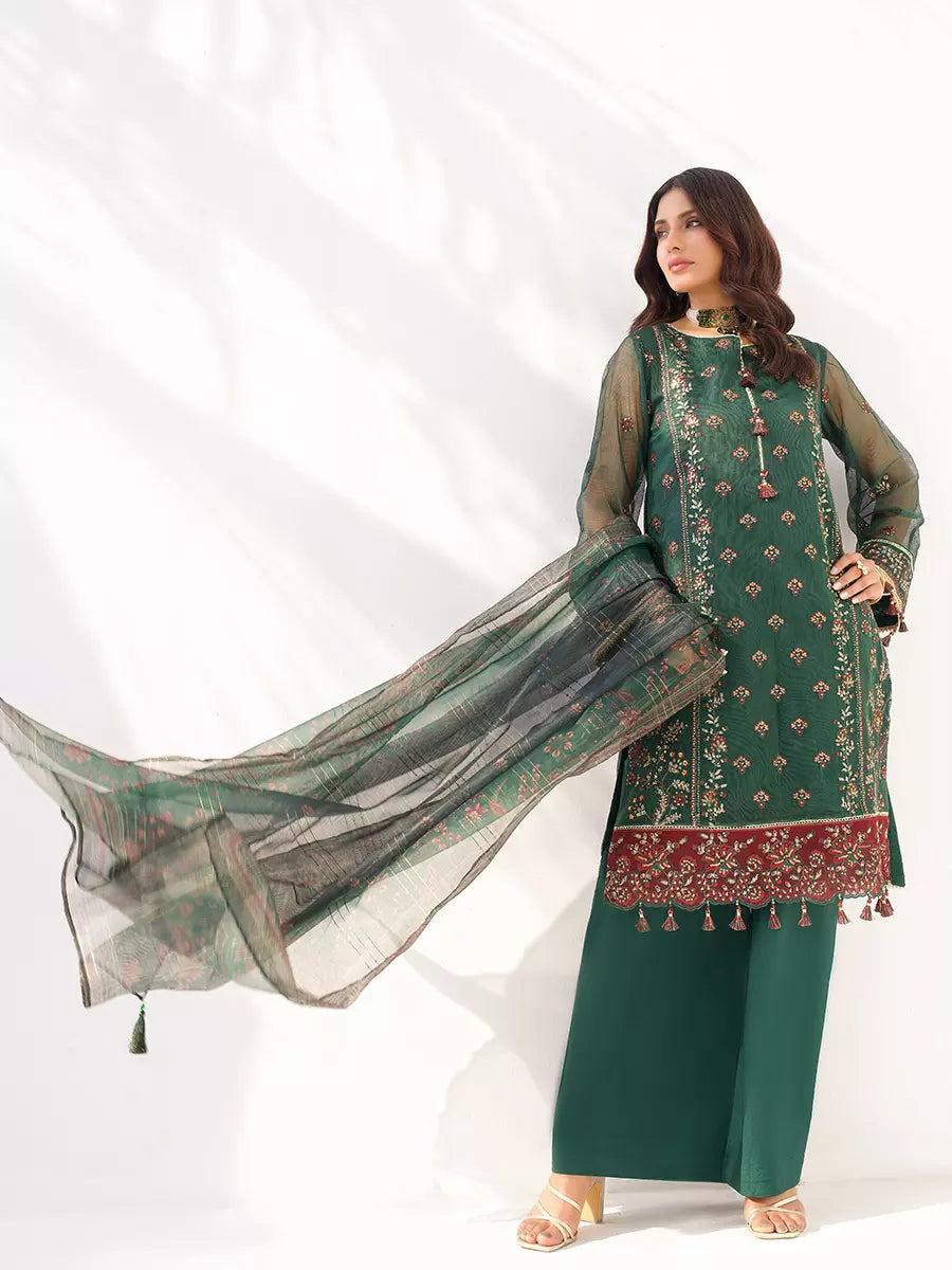 Salitex Unstitched Embroidered Cotton Net 3 Piece Suit SUNW7NO104 - Festive Collection