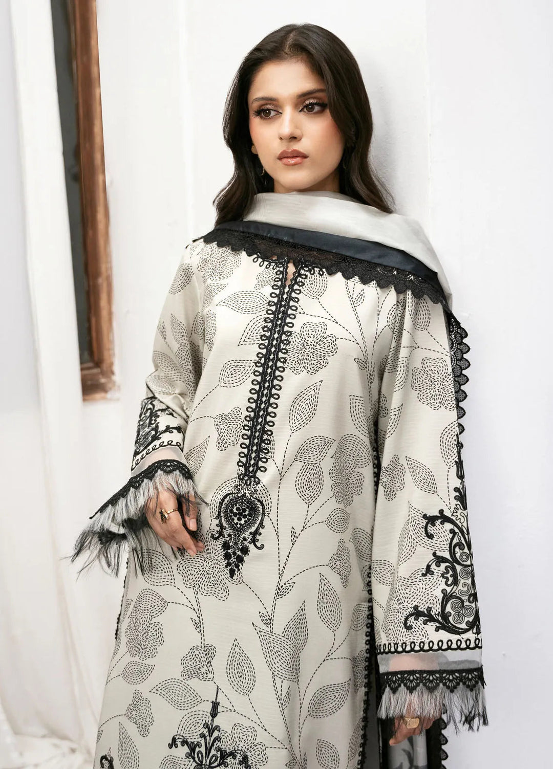 Noura By Bin Ilyas Printed Viscose Suit Unstitched 3 Piece BI24NV 73 B - Winter Collection