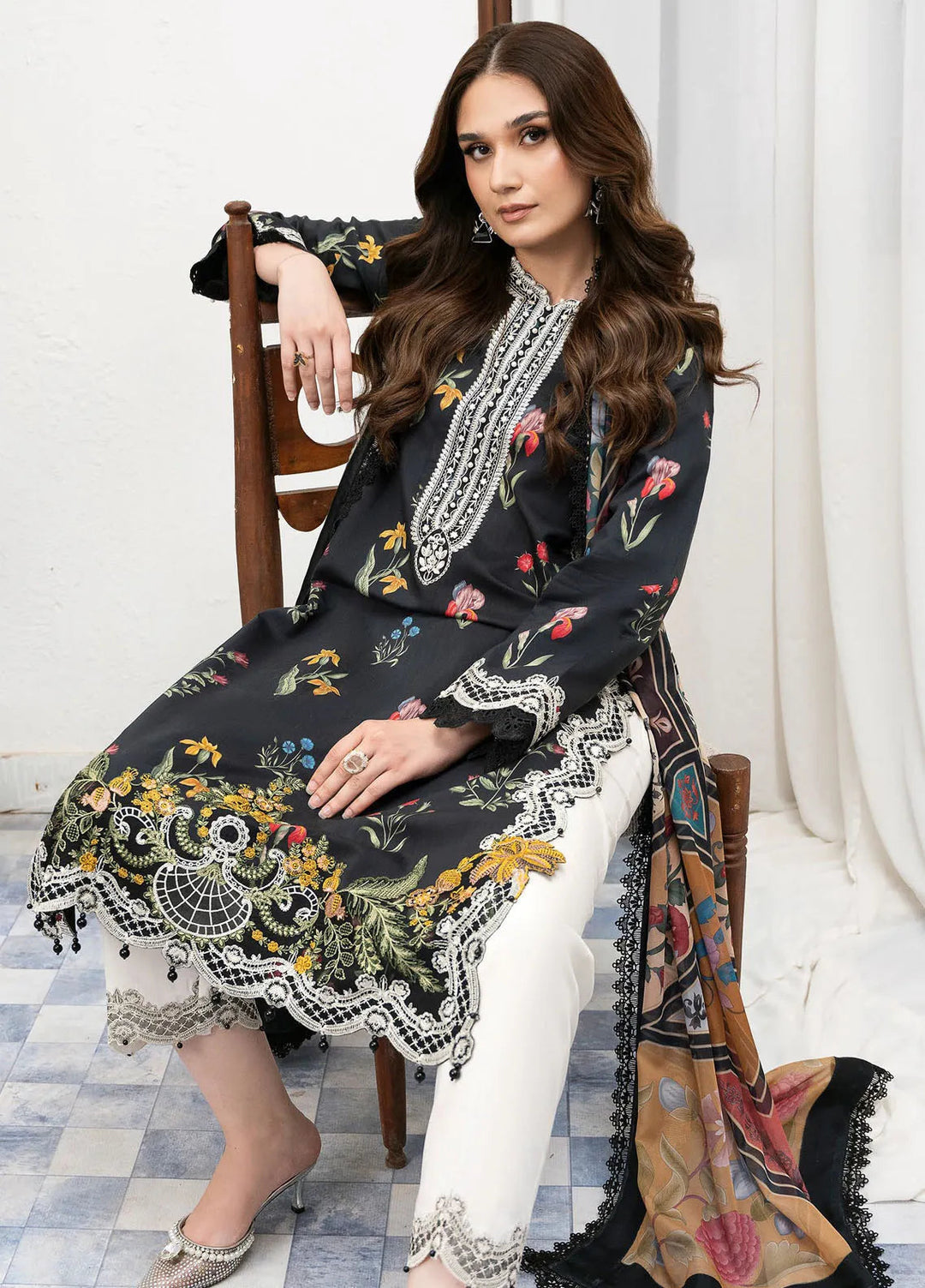 Noura By Bin Ilyas Printed Viscose Suit Unstitched 3 Piece BI24NV 77 A - Winter Collection