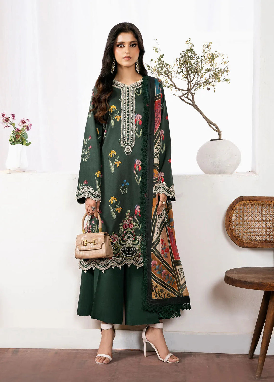 Noura By Bin Ilyas Printed Viscose Suit Unstitched 3 Piece BI24NV 77 B - Winter Collection