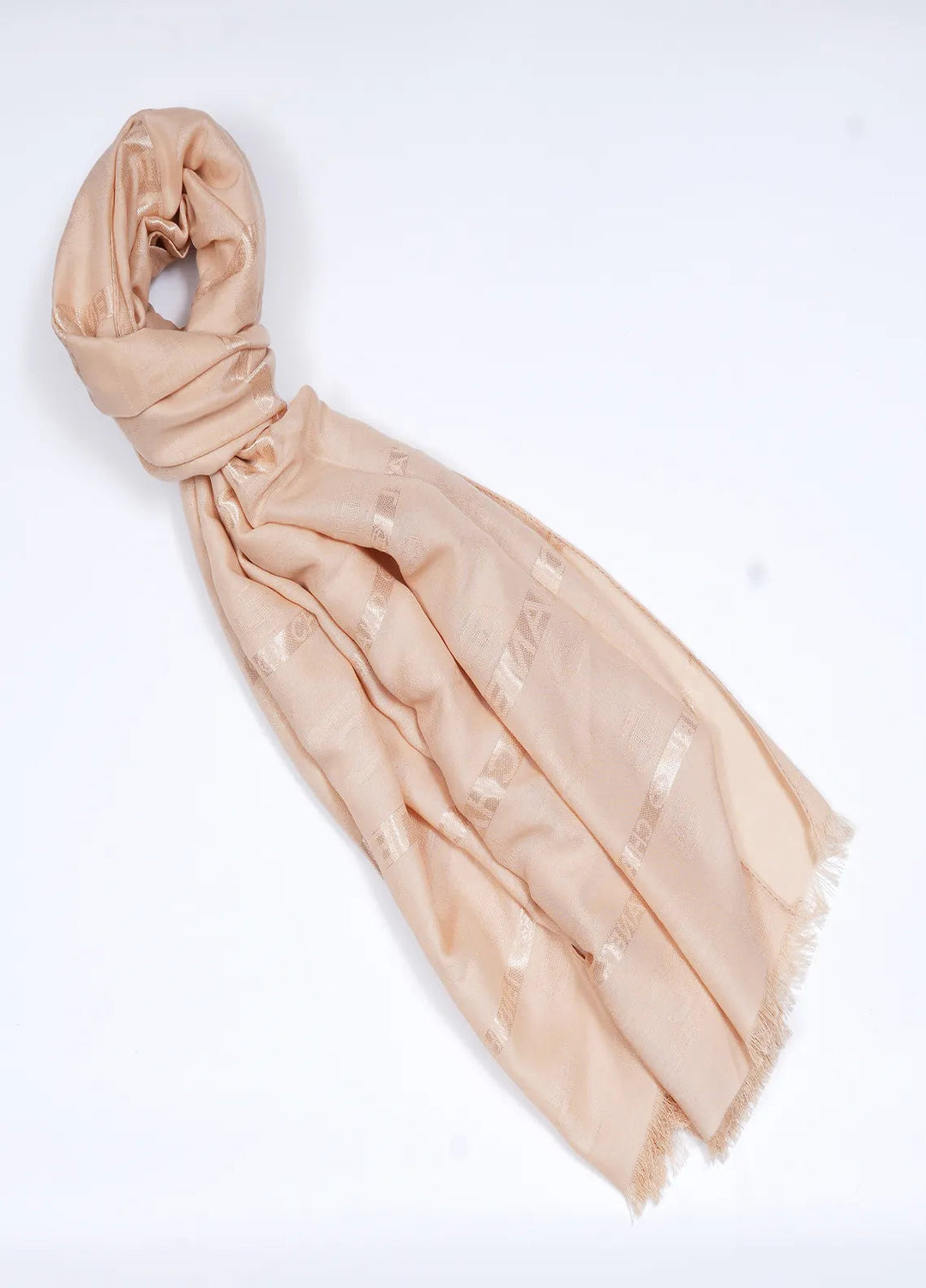 Nourah Chanel Embossed Scarf Blush Beige - Scarf Collection