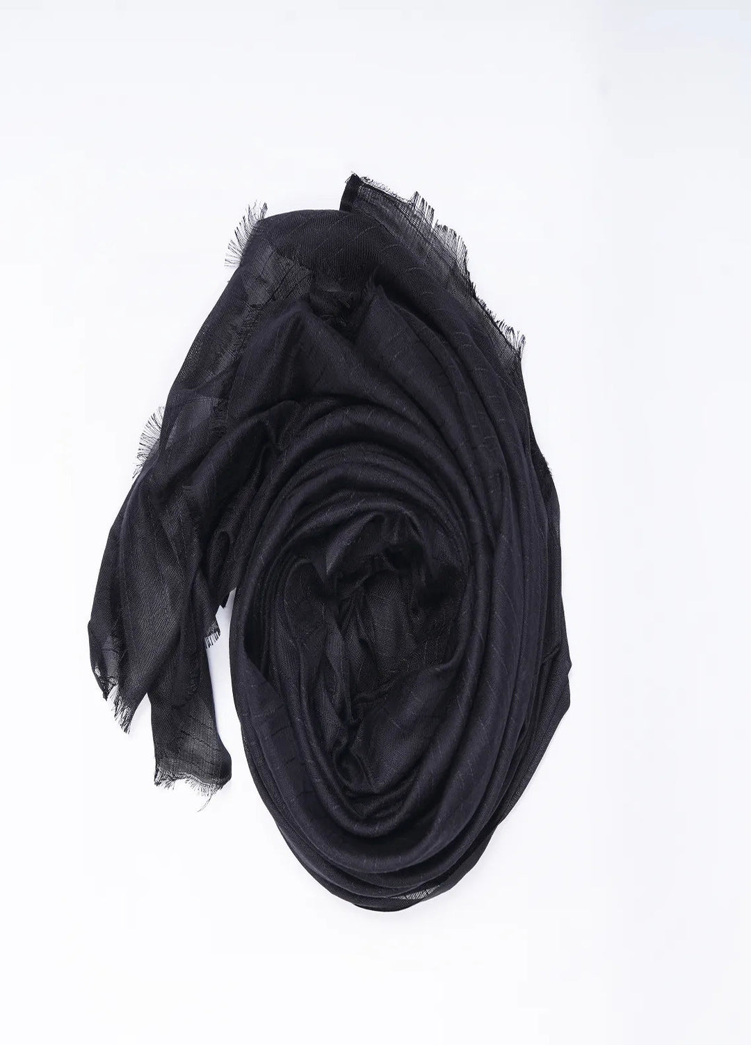 Nourah Scarf Self Embossed Khaadi Black Sacrf - Scarf Collection