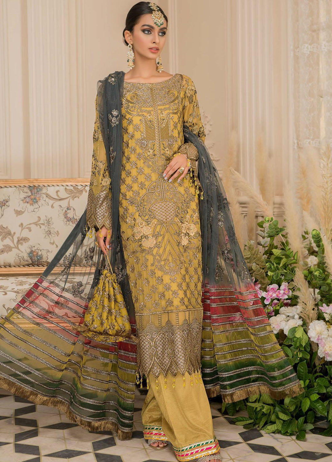 Nourang by Maryam's Embroidered Chiffon Suits Unstitched 3 Piece MRM21NC D-212 - Festive Collection