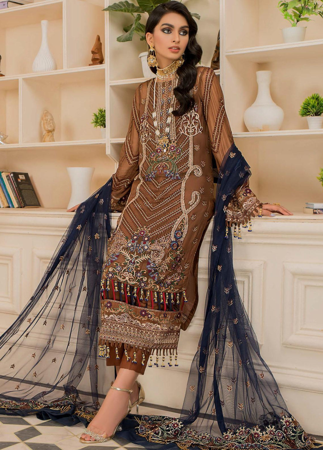 Nourang by Maryam's Embroidered Chiffon Suits Unstitched 3 Piece MRM21NC D-214 - Festive Collection