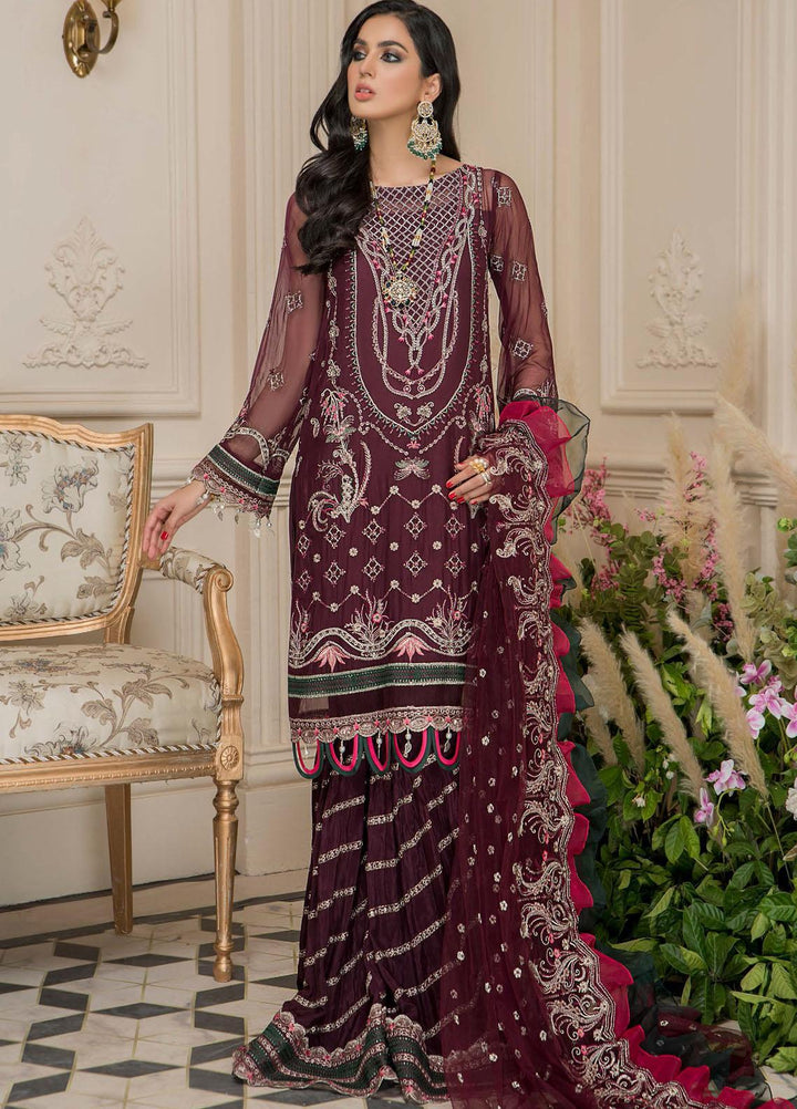 Nourang by Maryam's Embroidered Chiffon Suits Unstitched 3 Piece MRM21NC D-215 - Festive Collection