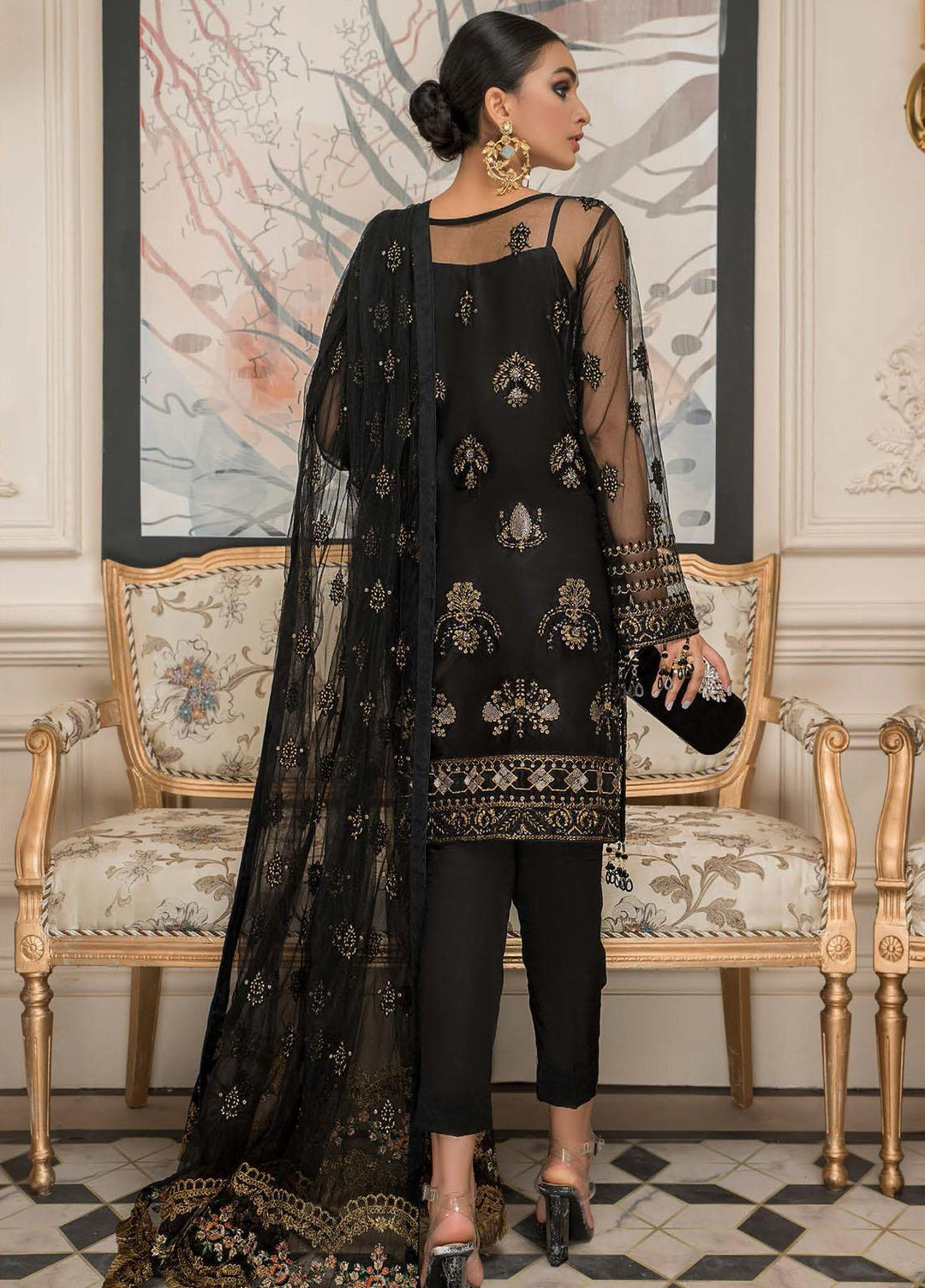 Nourang by Maryam's Embroidered Chiffon Suits Unstitched 3 Piece MRM21NC D-216 - Festive Collection