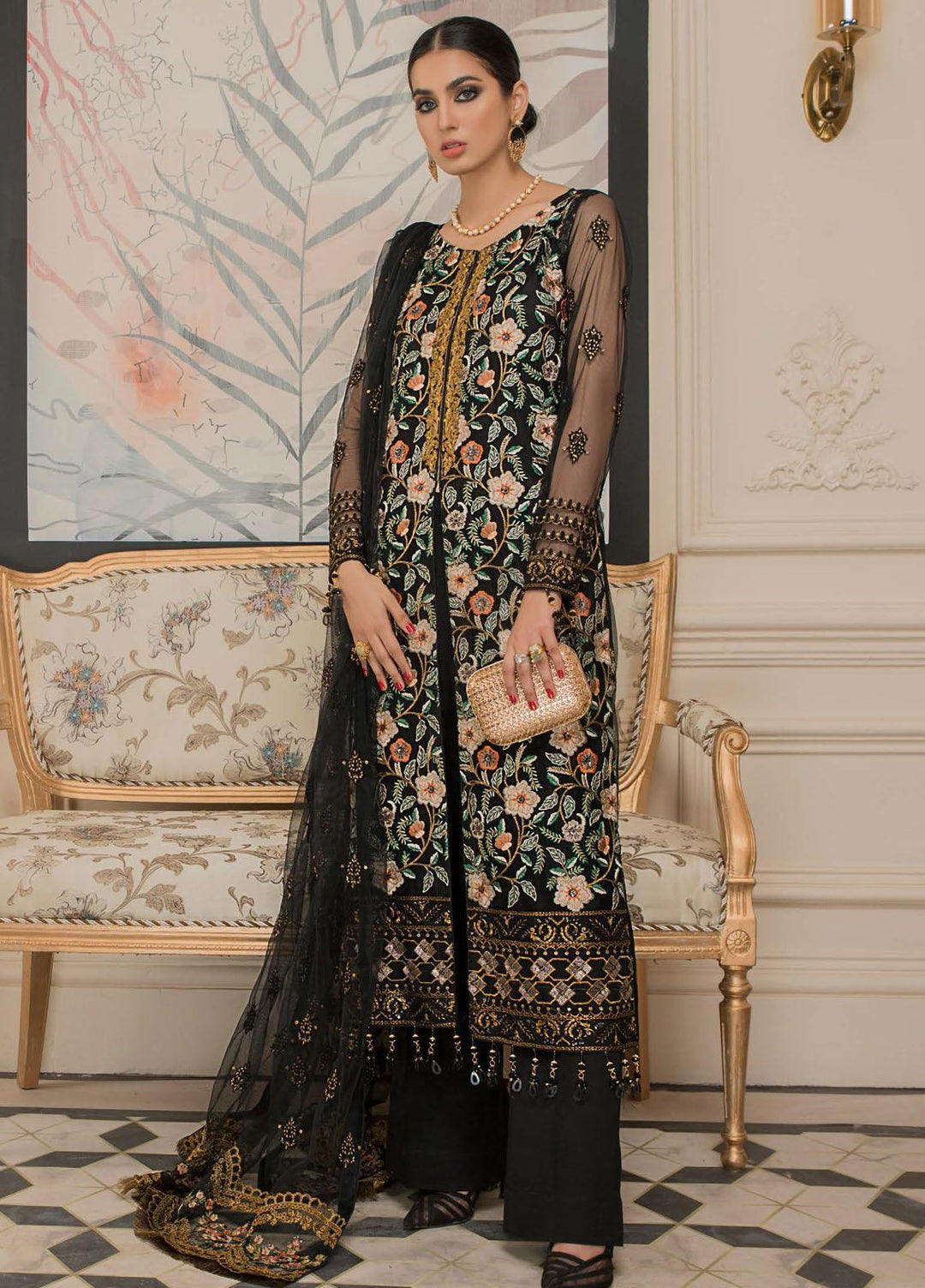 Nourang by Maryam's Embroidered Chiffon Suits Unstitched 3 Piece MRM21NC D-216 - Festive Collection