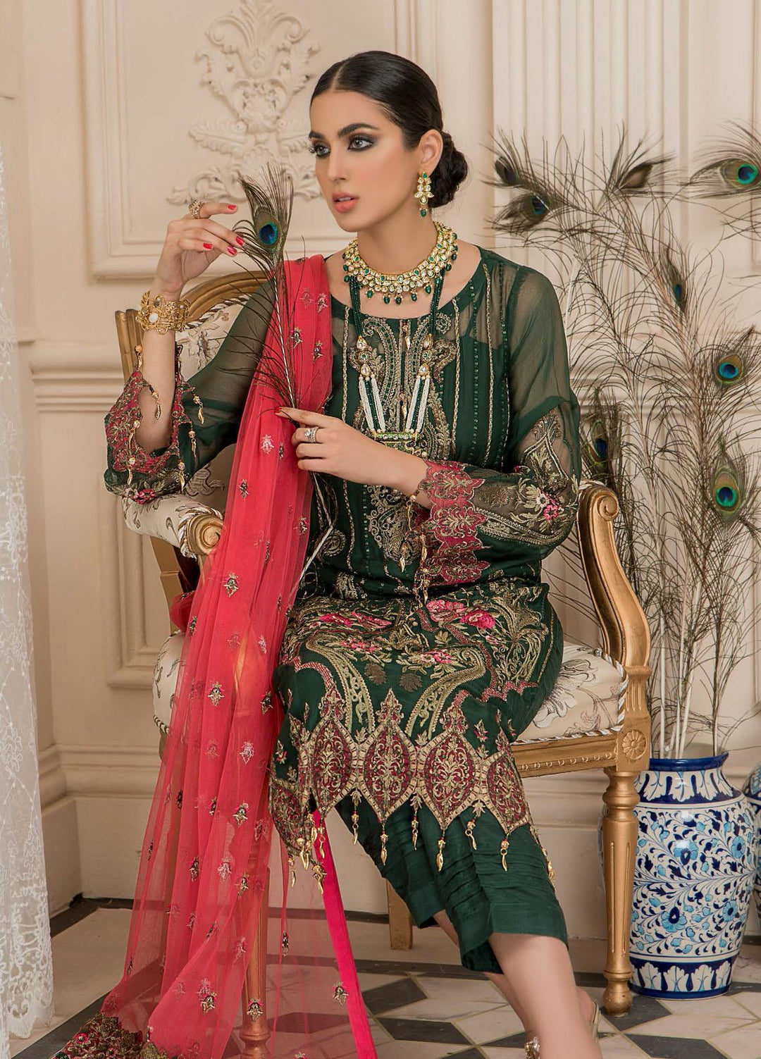 Nourang by Maryam's Embroidered Chiffon Suits Unstitched 3 Piece MRM21NC D-217 - Festive Collection