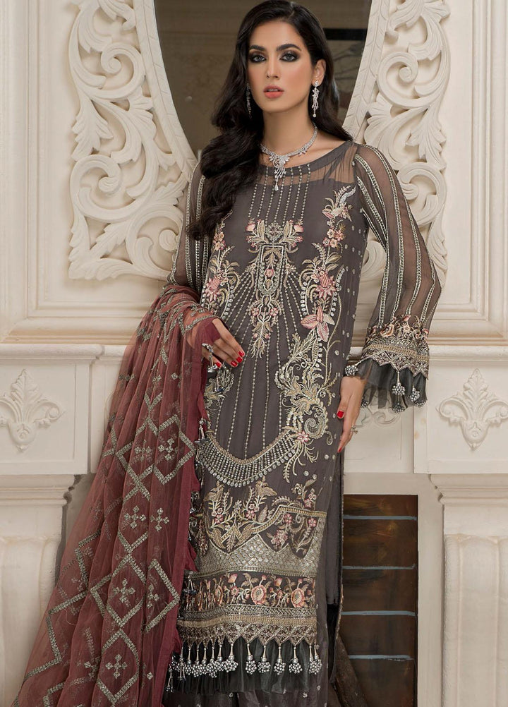 Nourang by Maryam's Embroidered Chiffon Suits Unstitched 3 Piece MRM21NC D-218 - Festive Collection