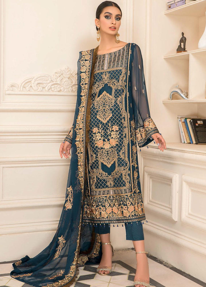 Nourang by Maryam's Embroidered Chiffon Suits Unstitched 3 Piece MRM21NC D-219 - Festive Collection