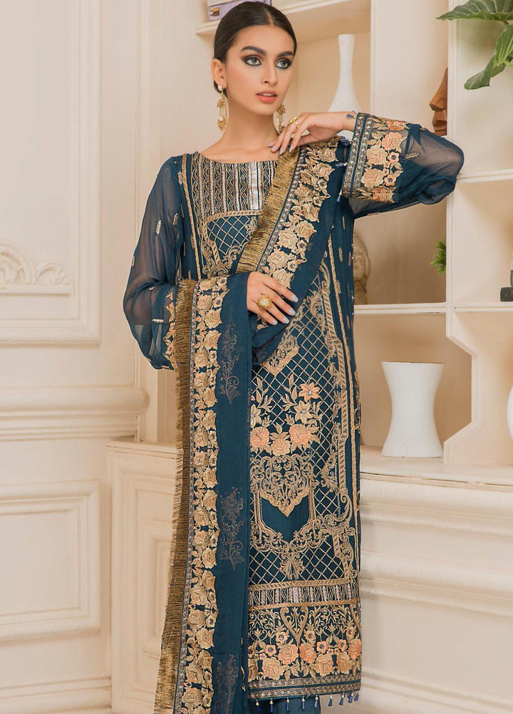 Nourang by Maryam's Embroidered Chiffon Suits Unstitched 3 Piece MRM21NC D-219 - Festive Collection