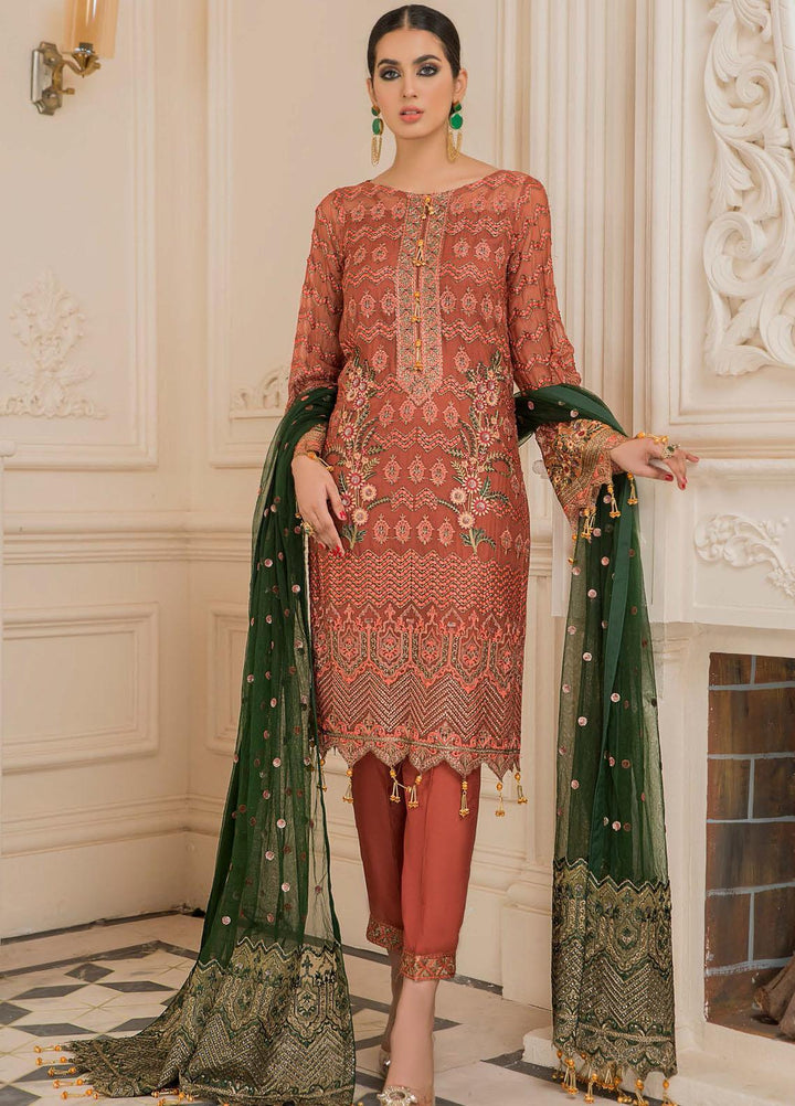 Nourang by Maryam's Embroidered Chiffon Suits Unstitched 3 Piece MRM21NC D-220 - Festive Collection